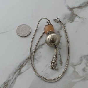 20 In Necklace, Amber bead, Sterling chain